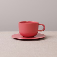 BOWLBOWL 韓國製 Bowl Bowl Home Party 咖啡杯+杯碟組, 玫瑰粉, 1套