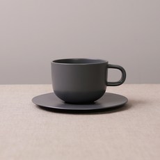 BOWLBOWL 韓國製 Bowl Bowl Home Party 咖啡杯+杯碟組, 炭灰色, 1套