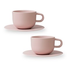 BOWLBOWL 韓國製 Bowl Bowl Home Party 咖啡杯+杯碟組, 嫩粉色, 2套