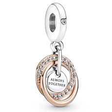 PANDORA 潘多拉 女款Family Always Encircled垂墜吊飾 780797C01 + 購物袋 + 訊息卡