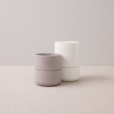 BOWLBOWL 韓國製 復古系列 瀝水餐具筒 S+M組合-, 煙灰色+牛奶白, 1套