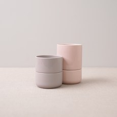 BOWLBOWL 韓國製 復古系列 瀝水餐具筒 S+M組合-, 煙灰色+藕粉色, 1套