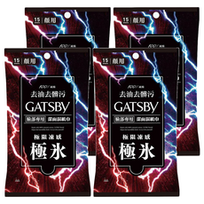 GATSBy 潔面濕紙巾 極凍型, 15張, 4包