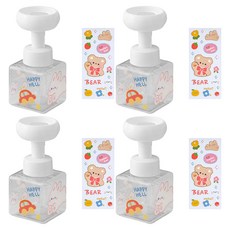 THE ZAKKA 花朵泡沫洗手乳按壓瓶 2入 250ml + 貼紙2入 隨機出貨, 透明, 2套