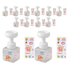 더자카 플라워 거품 핸드워시 디스펜서 2p 250ml + 스티커2p 랜덤발송, 투명, 6세트