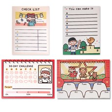 O-ON Blanc 角色塊狀便條紙 50張 x 4款組合, 混合色, 1套