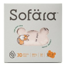 Sofara 舒芙氧 迷你幼3D口罩 1~3歲幼童用, 短腿柯基款, 30片, 1盒