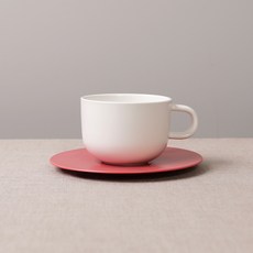 BOWLBOWL 韓國製 Bowl Bowl Home Party 咖啡杯+杯碟組, 牛奶白+玫瑰粉, 1套