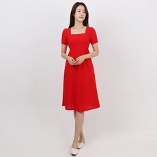 엘쏘 스퀘어 카라 햅번 원피스 허리 슬리밍 롱 커스트