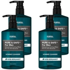 쿤달 쿨링 남성청결제 베르가못향, 300ml, 4개