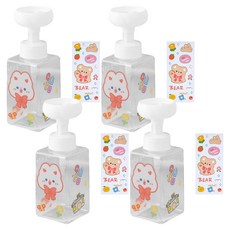 더자카 플라워 거품 핸드워시 디스펜서 2p 450ml + 스티커2p 랜덤발송, 투명, 2세트