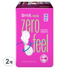 WHITE Zero Feel 蝶翼型衛生棉, 大型, 18入, 2個