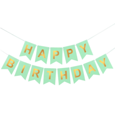 橫幅生日燕尾旗 HAPPY BIRTHDAY, 薄荷綠, 16.5 x 11.5cm