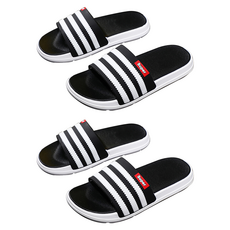 BYOORABYOO 柔軟舒適辦公室客廳三線拖鞋, 黑色, 2個