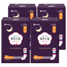 좋은느낌 오리지널 생리대 날개형, 오버나이트, 24개입, 4개
