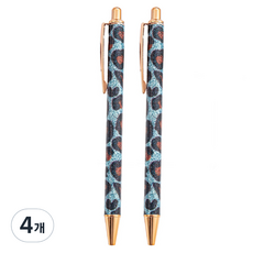 微笑流暢書寫禮物原子筆, 4個, 豹紋藍