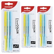 monAmi Live Color 簽字筆 3入組, 黃色, 薄荷綠, 天空藍, 3個
