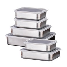 304不鏽鋼保鮮盒，食品級PP材質, 1組, 小 700ml x 3個 + 中 1.5L x 2個 + 大 2.5L x 1個