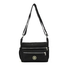 Lulubag 女性日常防水肩背斜背包 + 配件隨機出貨組合, 黑色