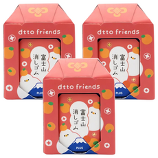 PLUS 普樂士 御守富士山 dtto friends 好鴨 橡皮擦 T36-475-2, 3個, 桃紅色