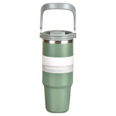 手提冰霸杯 #304不鏽鋼 一杯雙飲 密封防漏保溫, 綠色, 750ml, 1個