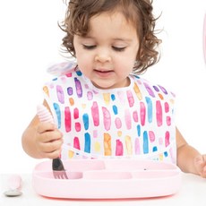 BUMKiNS 孩童矽膠吸盤5格餐盤, 粉色, 單品