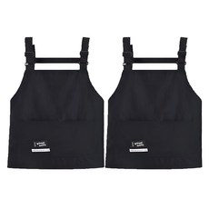 Yomopic簡約背帶口袋防水圍裙 短, 2個, 黑色