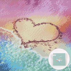 ARTJOY DIY 鑽石畫套組 畫布型 25 x 25 cm, 沙灘上刻的愛心, 1套
