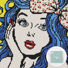 Artjoy DIY 珠寶十字繡套裝帆布 25 x 25 厘米, 藍髮女孩, 1套