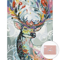 ARTJOY DIY鑽石畫 畫布款 30 x 40 cm, 守護幸運的花鹿, 1套