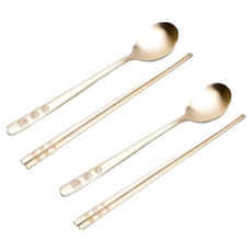 수타미 방짜유기 놋봄 완낙관 2인 수저세트, 숟가락 2p + 젓가락 2벌, 1세트