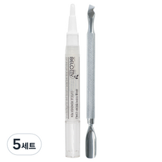 BELOTTY 指甲護理角質去除液 + 推棒組合, 混合色, 5套