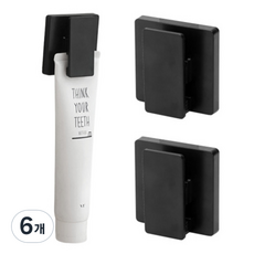 日常森林 免鑽孔懸浮夾式洗面乳牙膏掛架, 黑色, 6個