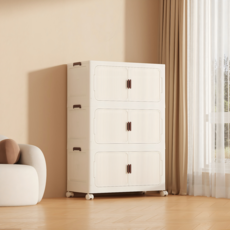 프란다스 접이식 폴딩 리빙박스 수납함 대형, 화이트 + 화이트, 3개