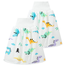 日本竹纖維隔尿裙 棉布材質 M: 36 x 17 公分(cm), L號(46 x 18cm), 新款恐龍, 2件