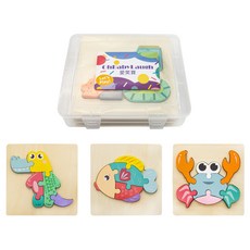 OhBabyLaugh 寶寶3D立體卡扣拼圖 附收納盒 適合送禮, 3片, 1組