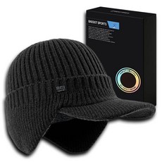 Baegot 運動登山針織耳形帽帽子, 黑色