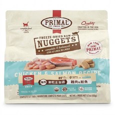 PRIMAL 派莫 原獵生食 全齡貓用 凍乾主食磚, 雞肉 + 鮭魚, 155g, 1包