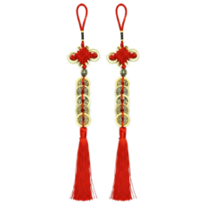 開光加持五帝錢 2個, 紅繩