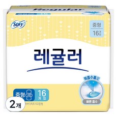 쏘피 바디피트 레귤러 생리대 날개형, 2개, 16개입, 중형
