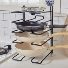 엠에스리빙 프리미엄 후라이팬 정리대 5단, 블랙