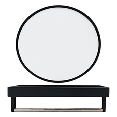 ROMEO 羅蜜歐 H9 40黑框鏡子 + 置物架, 黑色