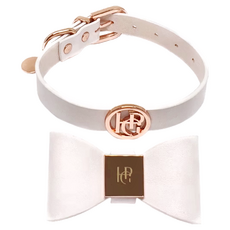 Happy Go Puppy 寵物皮革蝴蝶結項圈, 夢幻粉, 1個