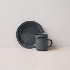 보울보울 국산 노르딕볼볼 디저트세트 3P, 차콜그레이, 디저트플레이트1개+ 머그 1개+소스볼 1개