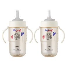 유피스 타티네쇼콜라 에디션 PPSU 큐레이션 빨대컵, 260ml, 2개, 화이트