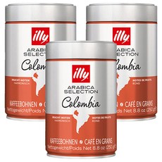 illy 意利 嚴選阿拉比卡咖啡豆 哥倫比亞, 無研磨咖啡豆, 250g, 3罐
