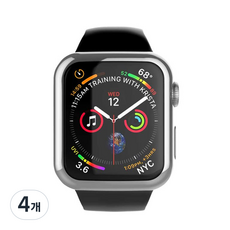 디씨네트워크 애플워치 TPU 풀커버 도금 케이스 42mm, 실버, 4개