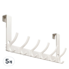 원이네 문에 거는 옷걸이 무타공 다용도 6후크 18cm, 화이트, 5개
