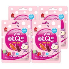 義美 益生菌乳酸軟Q糖 綜合口味 | 軟Q彈牙 添加益生菌 幫助消化 健康美味零食, 4包, 35g