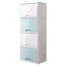 Yeya 也雅 45面寬童趣風前掀式四層收納櫃 PP+ABS材質, 童心未泯 粉藍, 45 x 32 x 119cm